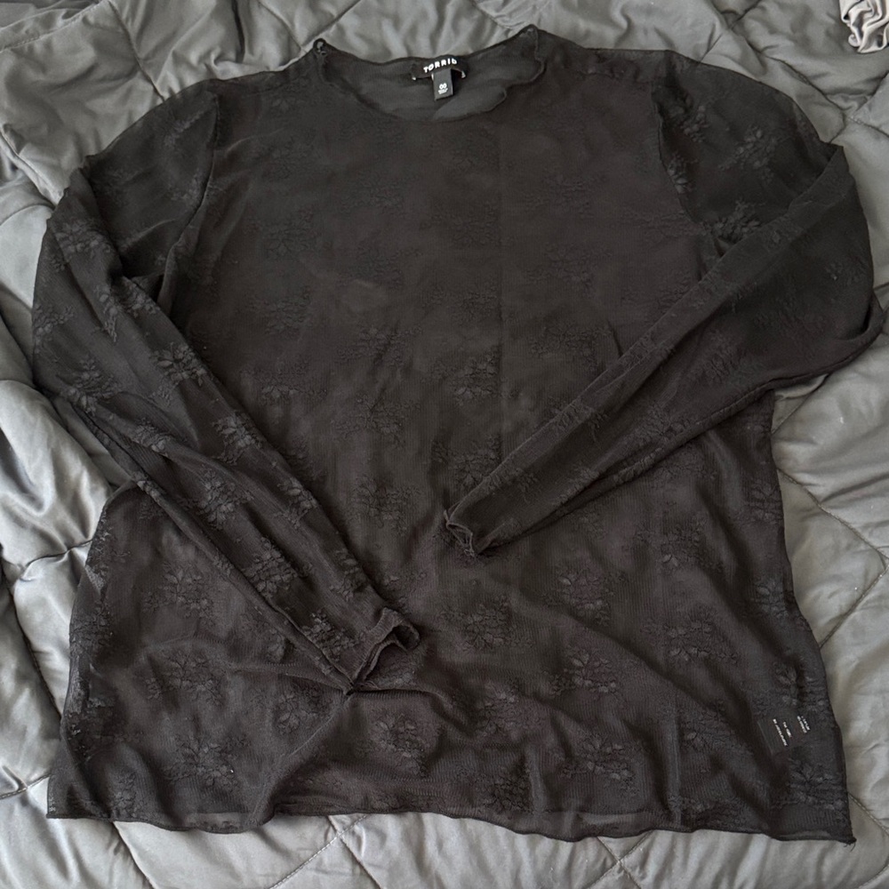 torrid Black Sheer Floral Long Sleeve Top